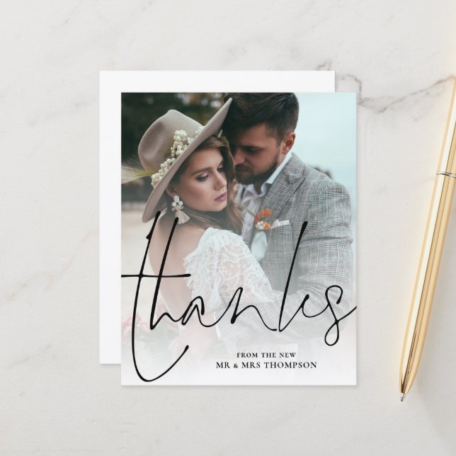 Vielen Dank an Newlyweds Foto Wedding Vielen Dank (Vorderseite/Rückseite Beispiel)