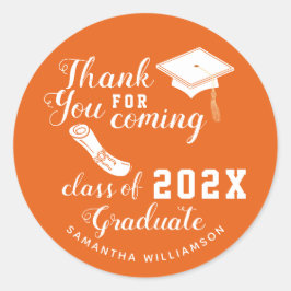 Vielen Dank an Orange and White Class of 2025 Grad Runder Aufkleber