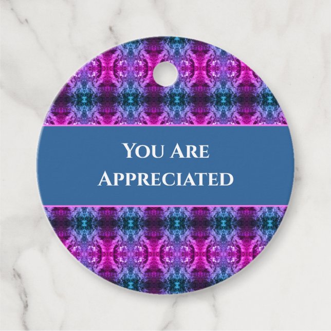 Vielen Dank an Pink Blue Kaleidoscope Geschenkanhänger (Vorderseite)