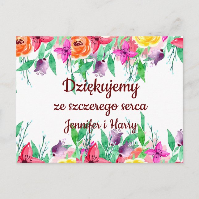 Vielen Dank an Polnisch Dziękuję Polen Gift Po pol Postkarte (Vorderseite)