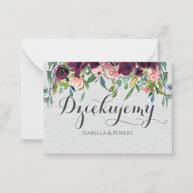 Vielen Dank an Polnisch Dziękuję vielen Dank Polen Mitteilungskarte (Vorderseite)