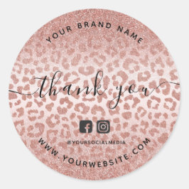 Vielen Dank an Rose Gold Animal Print Gradient Runder Aufkleber