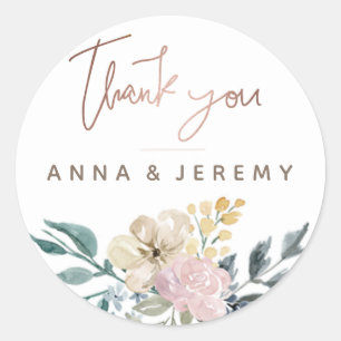 Vielen Dank an Rose Gold Floral Wedding Sticker