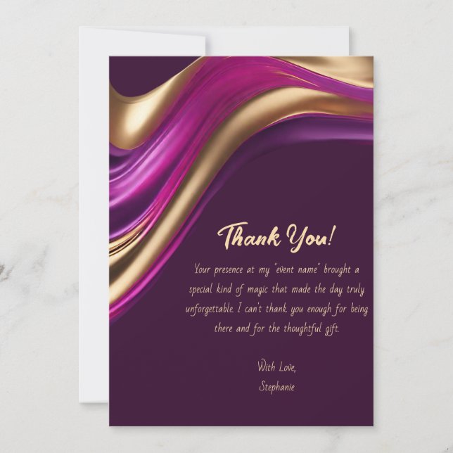 Vielen Dank an Sie Moderne Abstrakt - Lila und Gol Einladung (Vorderseite)
