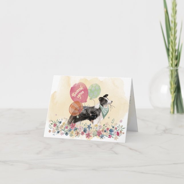Vielen Dank an Sie und Ihre Border Collie & Balloo Dankeskarte (Vorderseite)