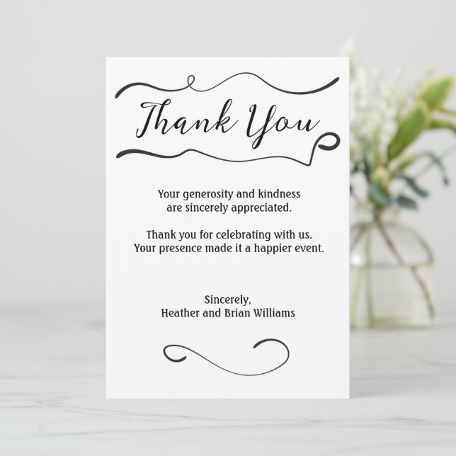 Vielen Dank an Swirl mit Bild Dankeskarte (Stehend Vorderseite)