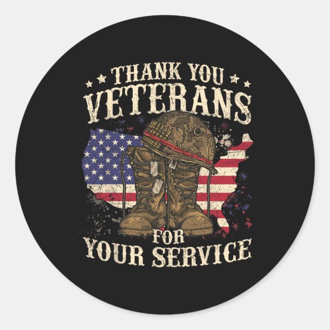 Vielen Dank an Veteranen für Ihren Service Veteran Runder Aufkleber (Vorderseite)
