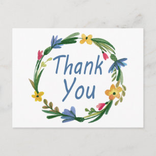 Vielen Dank an Watercolor Floral Wreath Blue Postc Postkarte