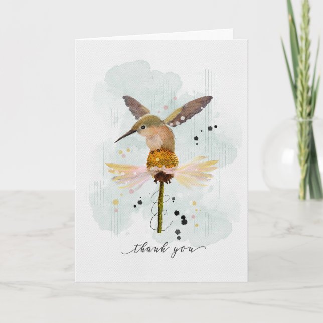 Vielen Dank an Watercolor Hummingbird auf der Blum Karte (Vorderseite)