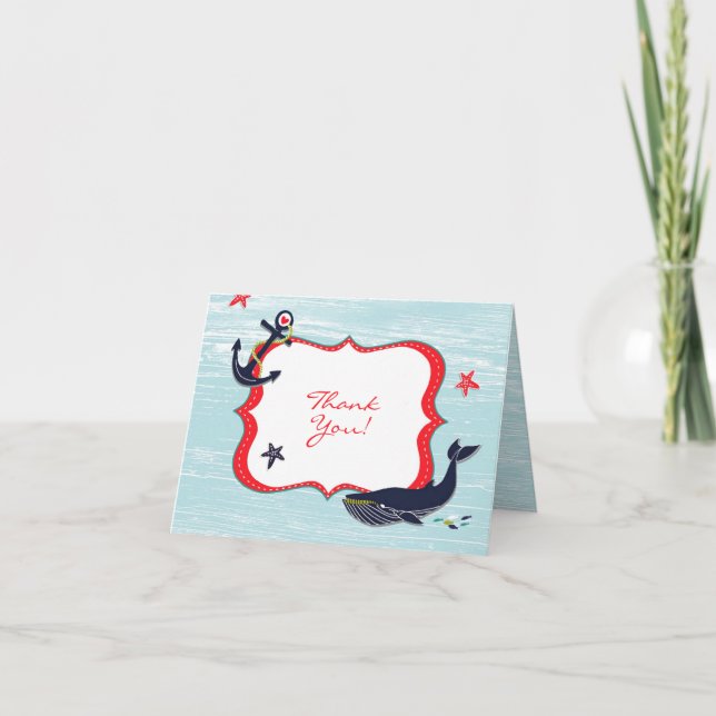 Vielen Dank Anchor Whale Faltkarte Dankeskarte (Vorderseite)