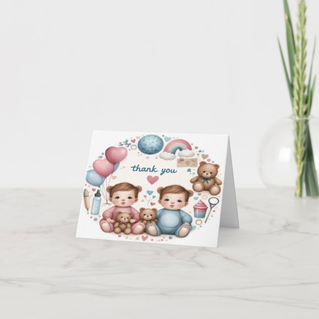 Vielen Dank Anmerkungen zu Twin Girls oder New Bab Dankeskarte (Vorderseite)