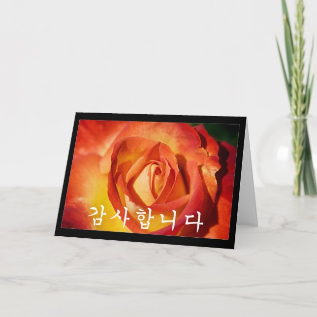Vielen Dank auf Koreanisch - orange Rose Dankeskarte (Vorderseite)
