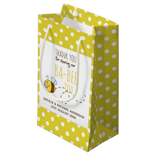 Vielen Dank BA-BEE Baby Shower Yellow Punkt Kleine Geschenktüte (Vorderseite Schrägansicht)