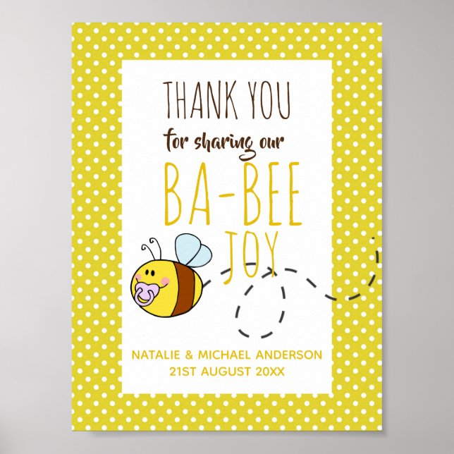 Vielen Dank BA-BEE Baby Shower Yellow Punkt Poster (Vorne)