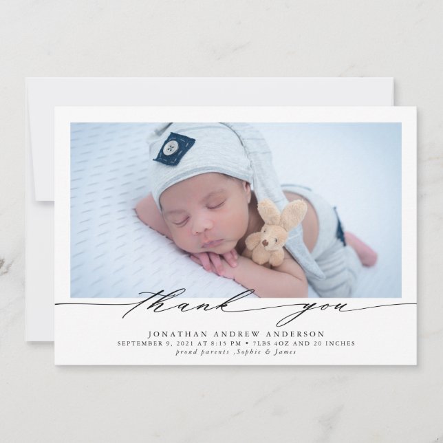 Vielen Dank Baby Birth Foto Collage Ankündigung (Vorderseite)