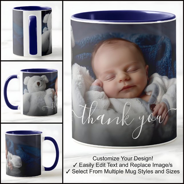 Vielen Dank Baby Geschenk schöne Foto Vorlage Text Tasse (Von Creator hochgeladen)