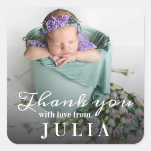 Vielen Dank, Baby Neugeborene Baby Shower Classic Quadratischer Aufkleber