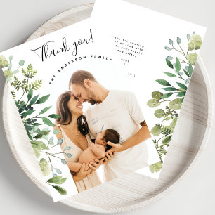 Vielen Dank Baby Shower Elegantes Botanisches Foto Dankeskarte