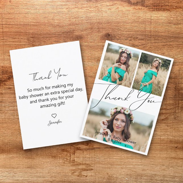 Vielen Dank, Babydusche 3 Fotos gedruckt & digital Einladung (Von Creator hochgeladen)
