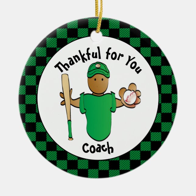 Vielen Dank Baseball Coach Budget Holiday Geschenk Keramik Ornament (Vorne)