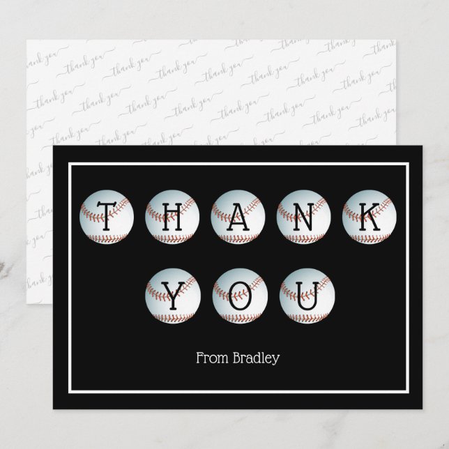 Vielen Dank Baseball Custom Personalisiert Dankeskarte (Vorne/Hinten)