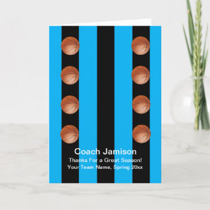 Vielen Dank Basketball Coach Blue/Black Blank Card Dankeskarte