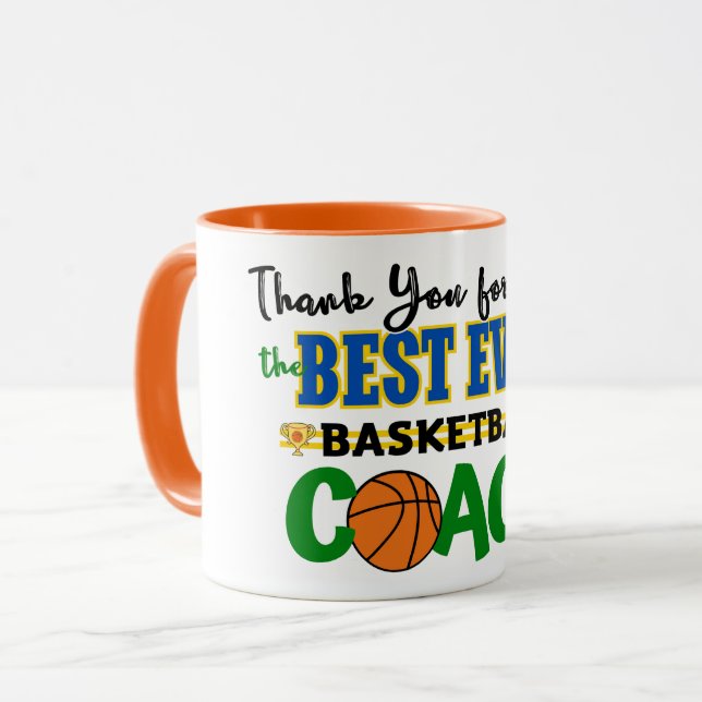 Vielen Dank Basketball Coach Tasse (Vorderseite Links)