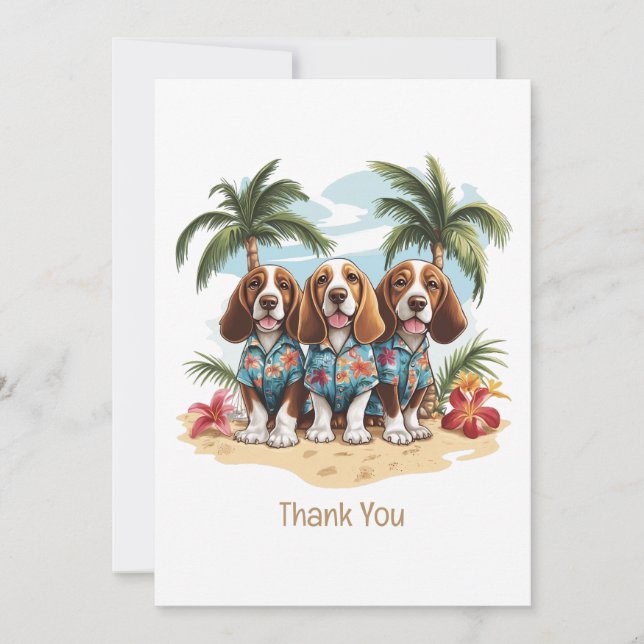 Vielen Dank Basset Hound Hunde Hawaiian Shirts Dankeskarte (Vorderseite)