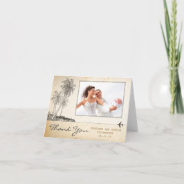 Vielen Dank Beach Palms Vintage Fotokarten Dankeskarte