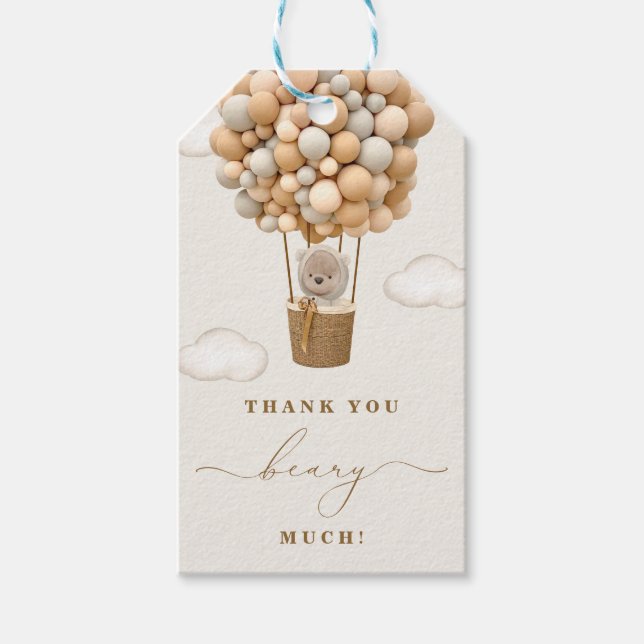 Vielen Dank Beary Much Baby Dusche Geschenkanhänger (Vorderseite)