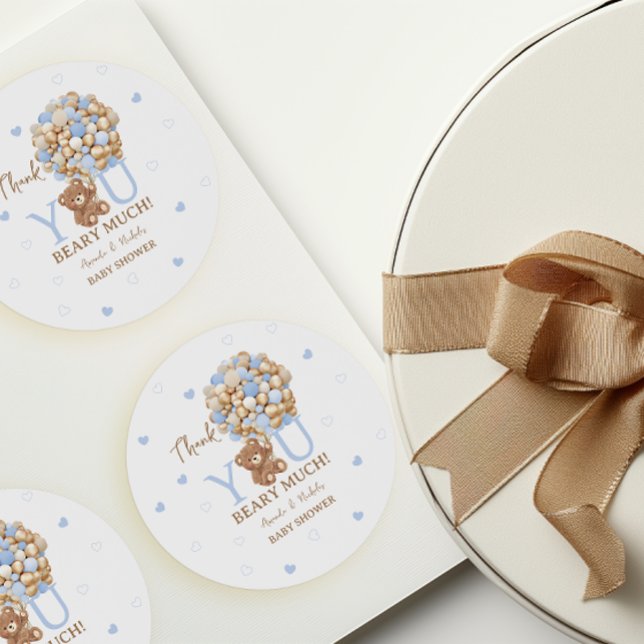 Vielen Dank Beary Much Blue Bear Runder Aufkleber (Von Creator hochgeladen)