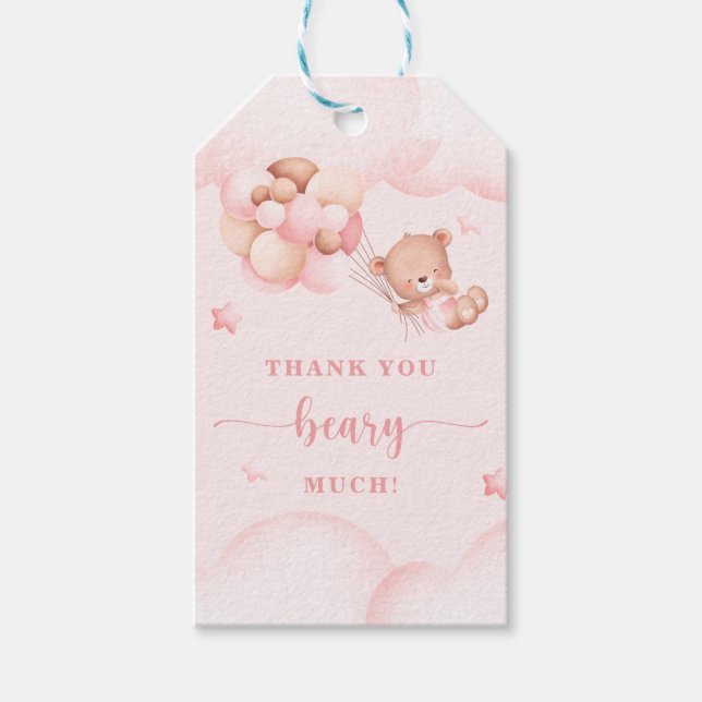 Vielen Dank Beary Much Pink Baby Dusche Geschenk T Geschenkanhänger (Vorderseite)