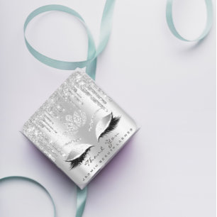 Vielen Dank Beauty Lashes Lotus Bridal Gray Glitze Quadratischer Aufkleber