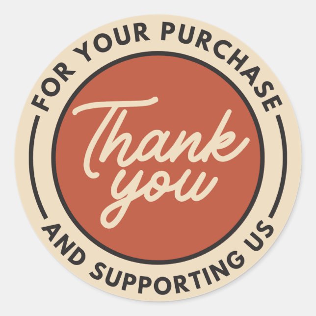 Vielen Dank Beige Red Runder Aufkleber (Vorderseite)