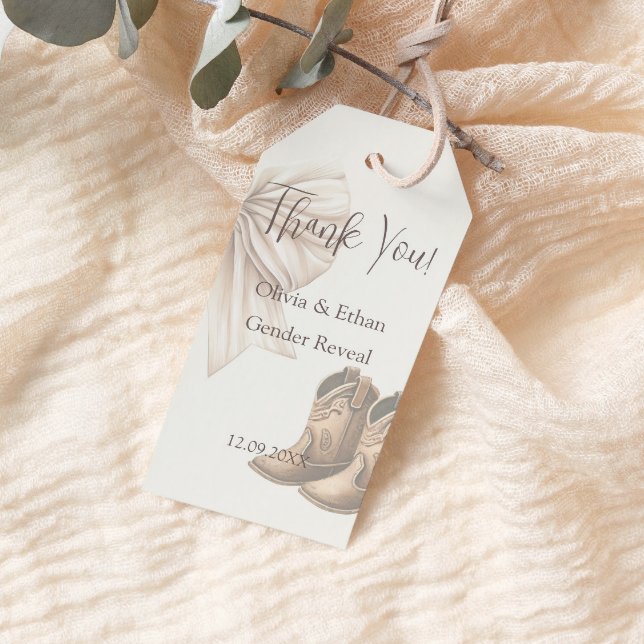 Vielen Dank Beige Stiefel oder Bows Gender Reveve Geschenkanhänger (Von Creator hochgeladen)