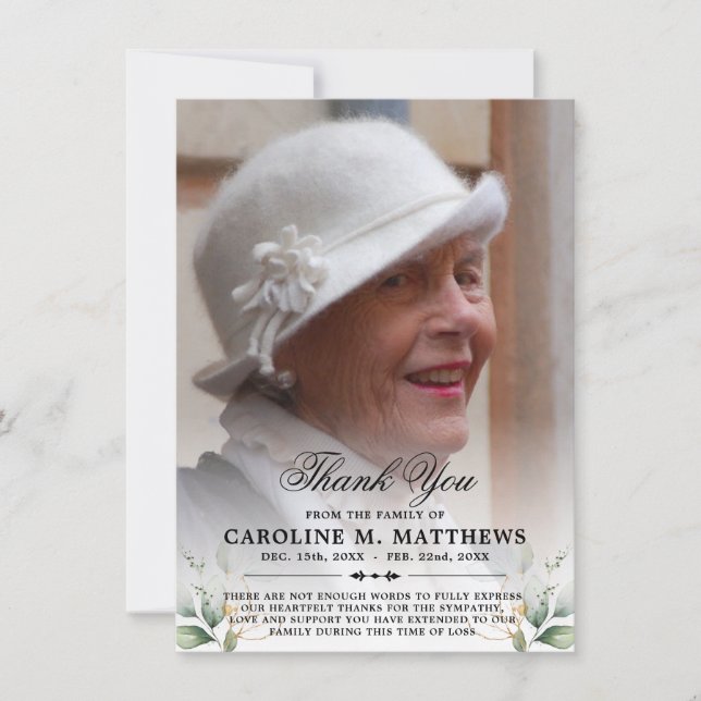 Vielen Dank Beileid Beerdigung Memorial FOTO Dankeskarte (Vorderseite)