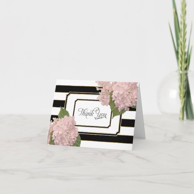 Vielen Dank bemerkt Hydrangeas floral Art Deco Str Dankeskarte (Vorderseite)