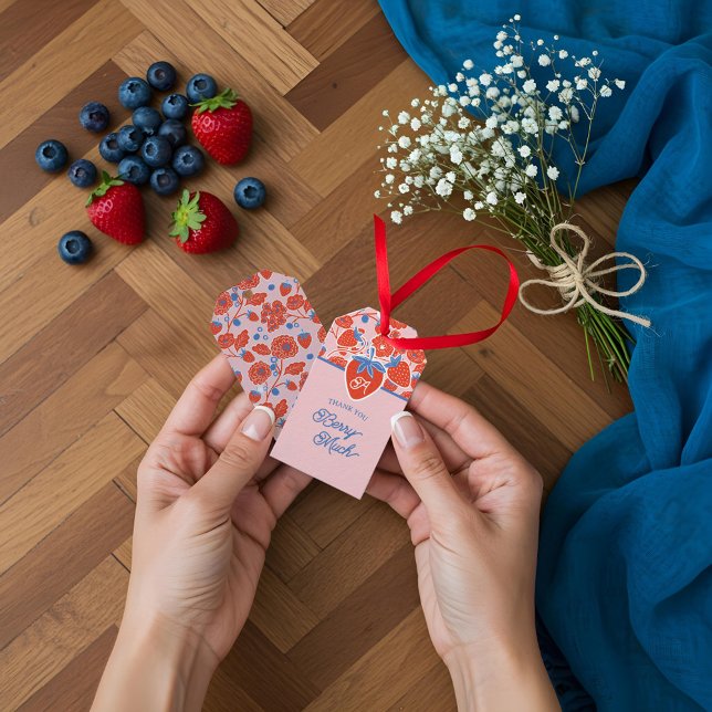 Vielen Dank, Berry Much Floral Strawberry Blueberr Geschenkanhänger (Thank You Berry Much Floral Strawberry Blueberry Gift Tags)