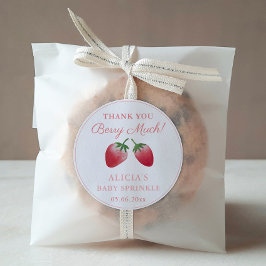 Vielen Dank Berry Much Strawberries Red Pink Gefal Runder Aufkleber