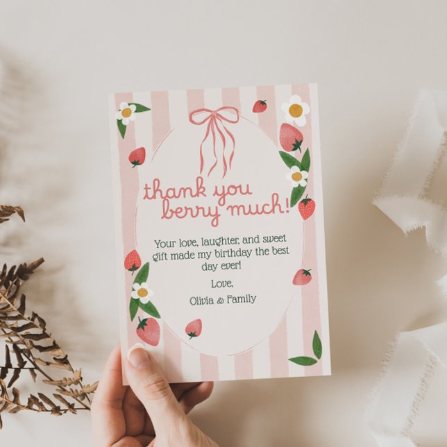 Vielen Dank, Berry Much Strawberry Birthday Card Dankeskarte (Von Creator hochgeladen)