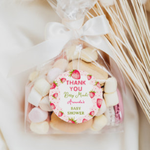 Vielen Dank Berry Much Strawberry Pink Baby Dusche Runder Aufkleber