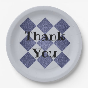 Vielen Dank Beruflich Blue Diamond Pattern Mosaik Pappteller