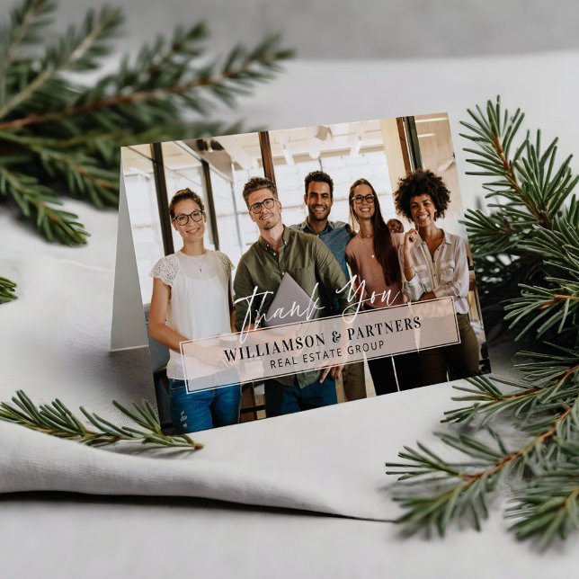 Vielen Dank Berufliches Unternehmen Foto Pink Plaq Dankeskarte (Thank You Professional Company Photo Pink Plaque)