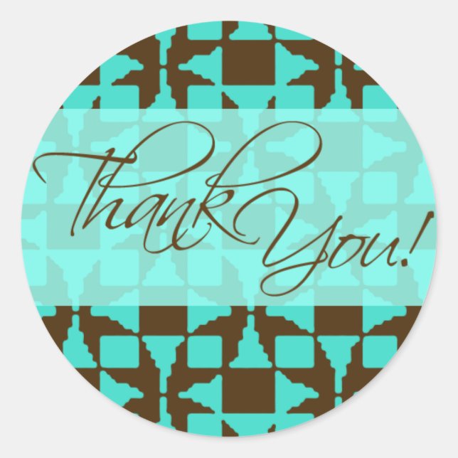 Vielen Dank (Birini: aqua/braun) Runder Aufkleber (Vorderseite)