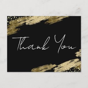 Vielen Dank, Black and Gold Elegante Postcard Postkarte