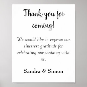 Vielen Dank, Black and White Wedding Sign Poster
