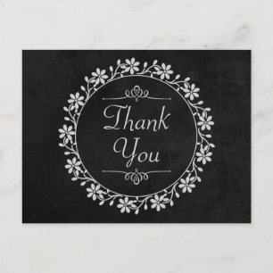 Vielen Dank Black Chalkboard Blumenzeremonie Postkarte