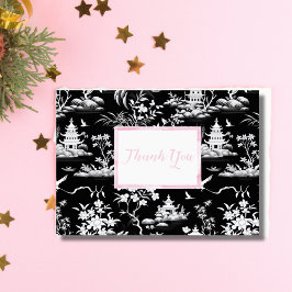 Vielen Dank Black Chinoiserie Faltkarte Dankeskarte