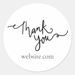 Vielen Dank, Black Cursive Calligrafy Shop Runder Aufkleber