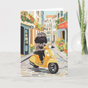 Vielen Dank Black Doodle Riding Scooter Dankeskarte